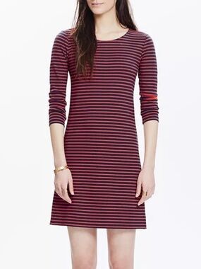 Madewell Sorbonne Dress in
Sailor Stripe Red and Navy